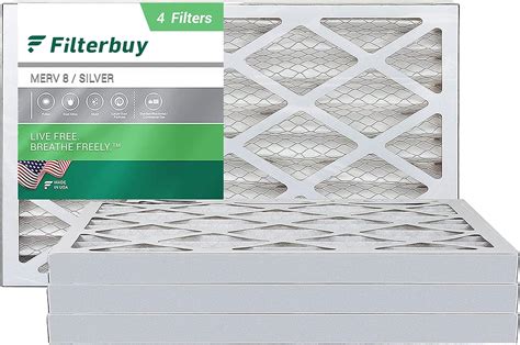 Filterbuy 16x25x2 Air Filter MERV 8, Pleated HVAC AC Furnace Filters (4-Pack, Silver ...