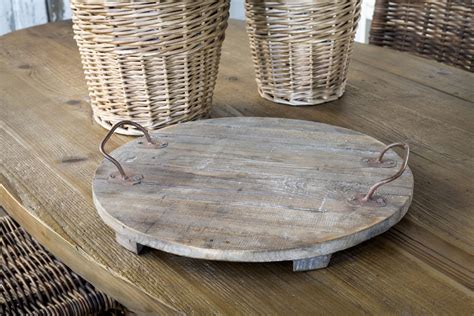 Wooden Footed Cellar Tray | Wooden serving tray, Wood diy, Round wood tray