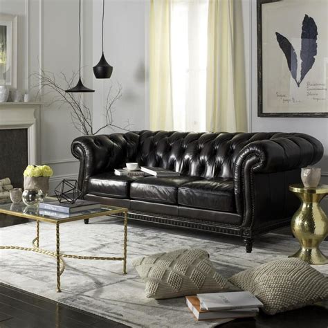 Classic Tufted Leather Nailhead Sofa - Safavieh.com | Nailhead sofa, Furniture, Comfortable sofa