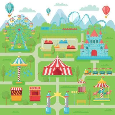 Theme Park Map Vector Art, Icons, and Graphics for Free Download