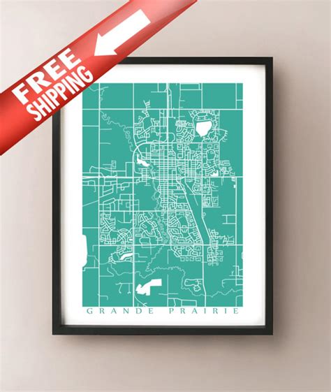 Grande Prairie Map Print Alberta Poster Modern Home Decor - Etsy