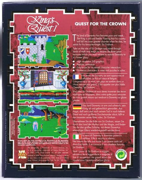 Roberta Williams' King's Quest I: Quest for the Crown cover or packaging material - MobyGames