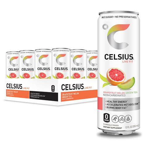 CELSIUS Grapefruit Melon Green Tea Non-Carbonated Fitness Drink, Zero ...