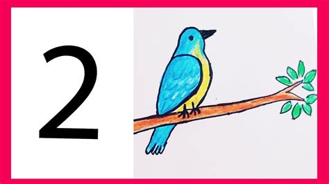 How To Draw A Sparrow With Number 2 Bird Drawing How To Draw A Bird ...