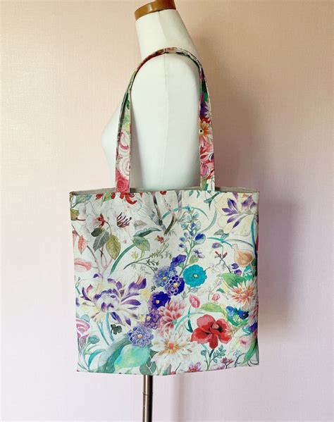 Floral canvas bag Canvas tote bag fabric tote bag Floral | Etsy