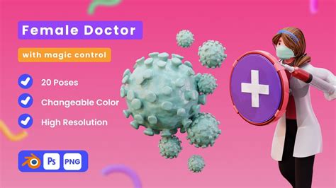 3D Female Doctor Illustration Pack - YouTube