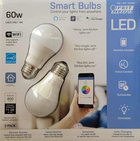 Feit Electric feit electric smart wi-fi led color changing dimmable 60w ...