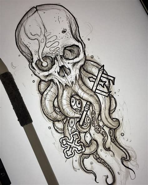 Skull Tattoo Octopus Tattoo | Craneos tattoo, Craneo dibujo, Pulpos dibujo