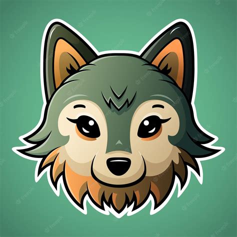 Premium Vector | Cute wolf face logo design in cartoon style baby wild animal