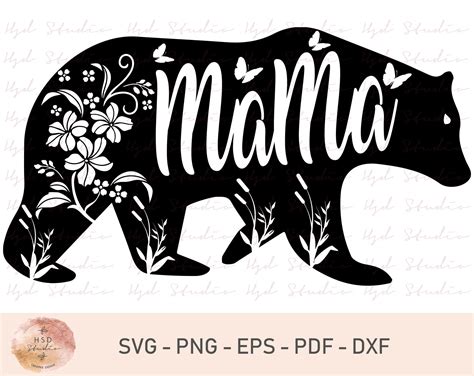 Mama Bear SVG PNG DXF Cut Files for Cricut and Silhouette | Etsy