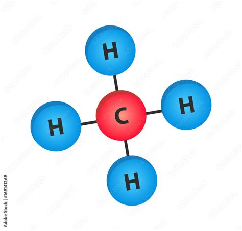 Methane molecule - structural formula Stock Vector | Adobe Stock