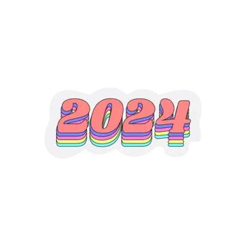 2024 Cute Colorful Number Vector, 2024, Cute, Colorful PNG and Vector with Transparent ...