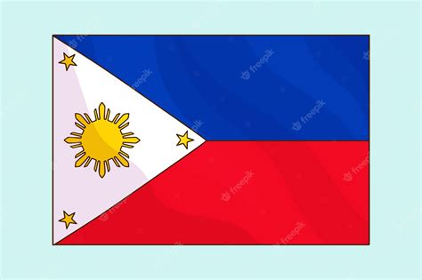 Premium Vector | Hand drawn national philippine flag with sun