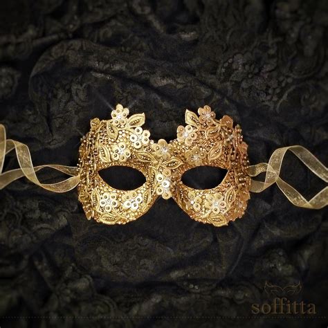 Sequined Gold Masquerade Mask With Rhinestones And Embroidery ...