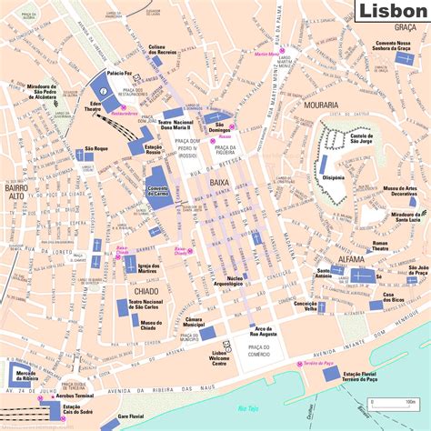 Tourist Map of Lisbon City Centre - Ontheworldmap.com