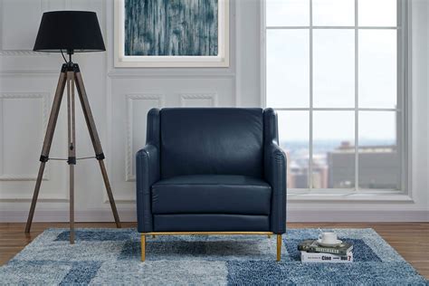 Modern Living Room Leather Armchair, Accent Chair (Blue) - LAVORIST