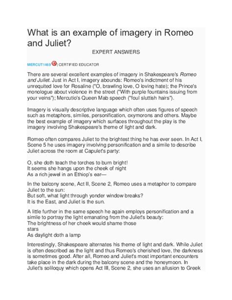 (DOC) What is an example of imagery in Romeo and Juliet | Jenny Menoc - Academia.edu