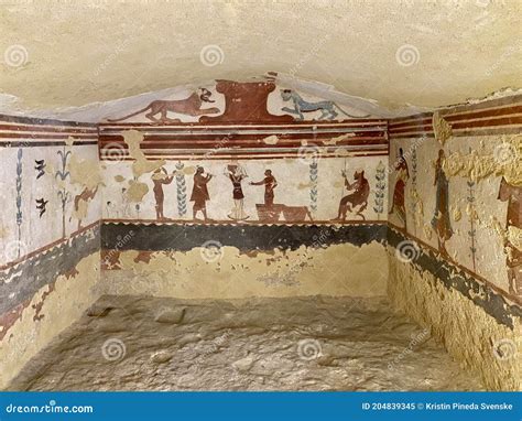 Wall Paintings In Ancient Etruscan Tombs Royalty-Free Stock Photography ...