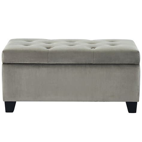 !nspire Sally Velvet Tufted Storage Ottoman - Grey | The Home Depot Canada