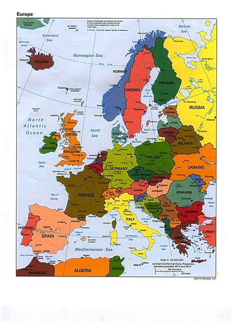 1Up Travel - Maps of Europe Continent. Europe [Political Map] 1997 (383K)
