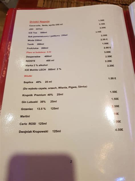 Menu at White Eagle restaurant, Northfleet