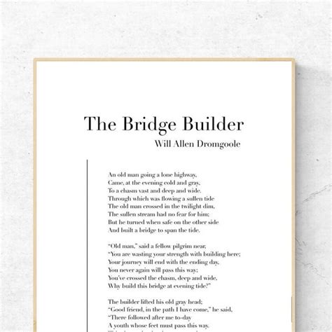 The Poem " the Bridge Builder " - Etsy Australia