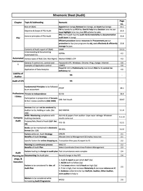 Audit Mnemonic | PDF