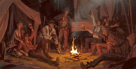 Van der Linde gang campfire artwork : r/reddeadredemption