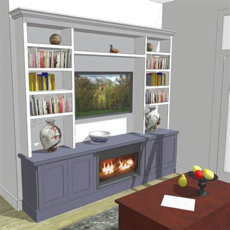 Custom modern entertainment center with fireplace in Asheville Bookshelf Entertainment Center ...