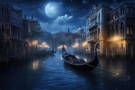 Premium AI Image | Gondola on the Grand Canal at night Venice Italy An ...