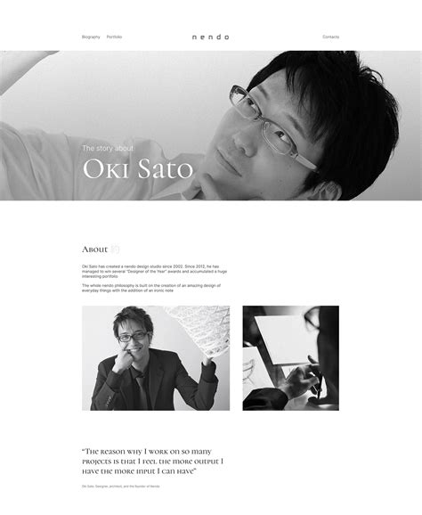 Oki Sato Landing Page Redesign on Behance