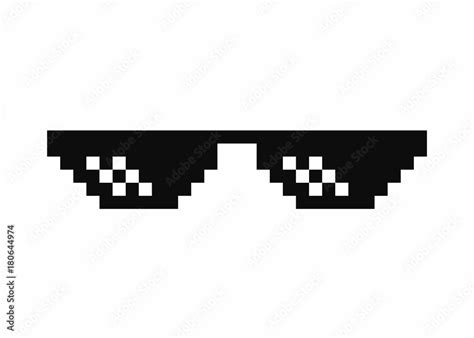 Pixel art glasses. Thug life meme glasses isolated on white background ...