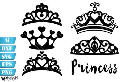 Princess Crowns Silhouette SVG Crowns | Crown silhouette, Princess ...