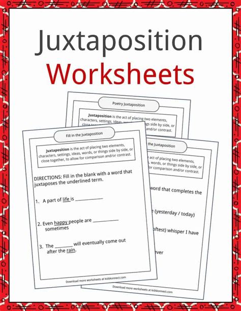 Juxtaposition Examples, Definition and Worksheets | KidsKonnect