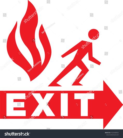 Fire Escape Red White Sign Board Stock Vector (Royalty Free) 1922668565 ...