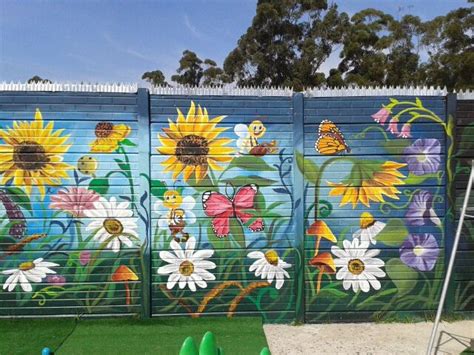 Wall murals-outside walls:nursery school | Flower mural, Wall painting, Wall murals painted