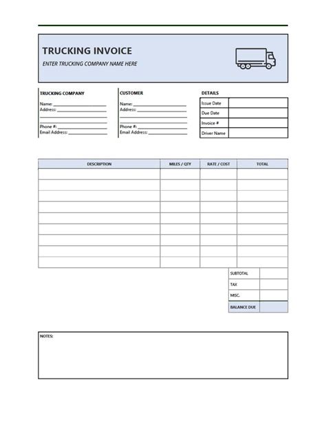 Trucking Invoice Template Word