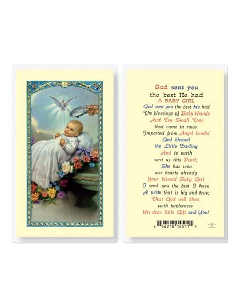 Holy Card, Laminated -Baptism with God Sent You the Best He Had a Baby ...