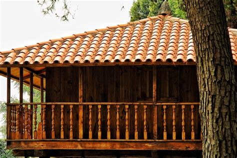 Premium Photo | View of wooden cottage