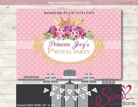 PINK PRINCESS PARTY BACKDROP BANNER | PRINCESS ROYAL BIRTHDAY BACKDROP ...