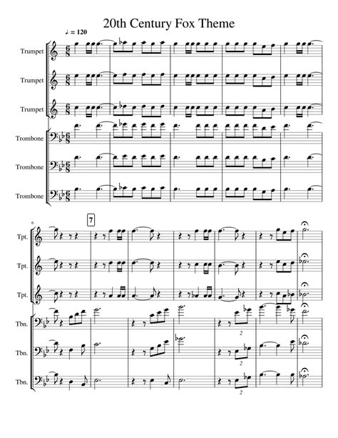 20th Century Fox Theme - Brass Ensemble Sheet music for Trumpet ...