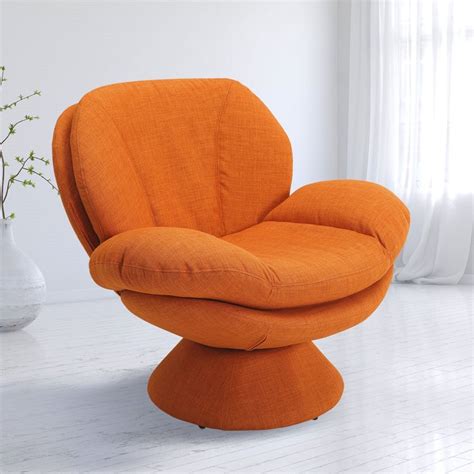 cushioned orange swivel chair living room | Interior Design Ideas