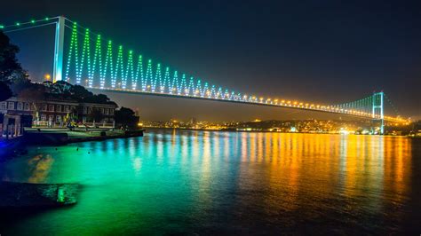 Картинки bosphorus bridge, istanbul, turkey, night, lights, buildings, sea of marmara, city ...