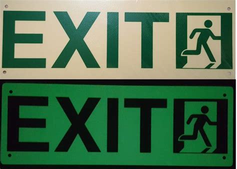 Photoluminescent "EXIT" Sign (Aluminium, heavy duty/ EGRESS DIRECTION SIGNS 4.5x13) | Exit sign ...