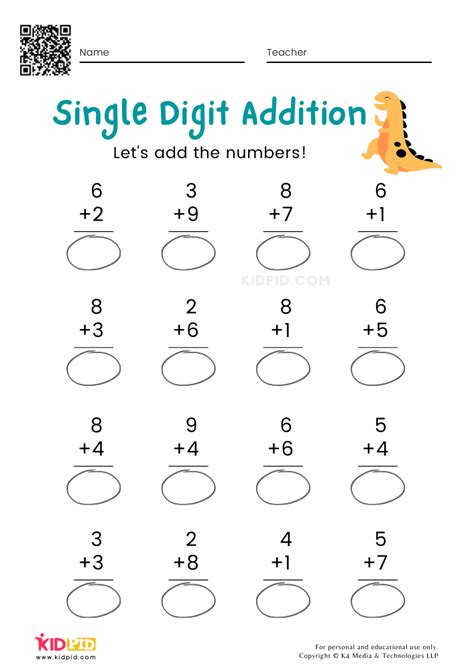 Single-digit Addition Math Worksheets & Free Printables - Kidpid