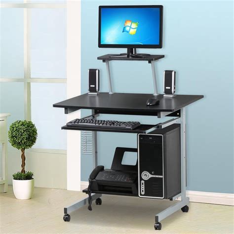 go2buy Small Spaces Computer Desk with Keyboard Tray Drawer and Printer Shelves Mobile Laptop ...