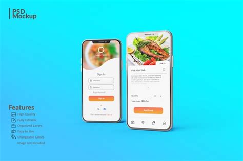 Premium PSD | Editable smartphone mock ups to display food app concept ...