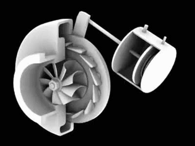 Garrett VNT turbocharger cutaway animation on Make a GIF