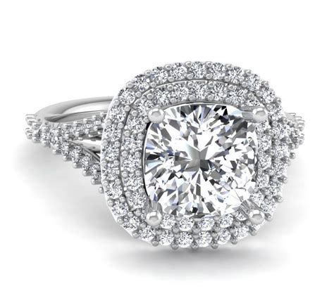 Cushion Cut Double Halo Engagement Ring | Tara Nash Jeweler