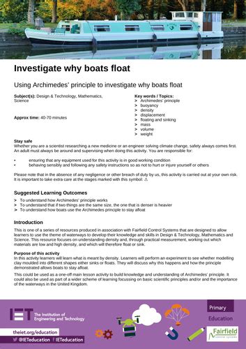 Investigate why boats float | Teaching Resources